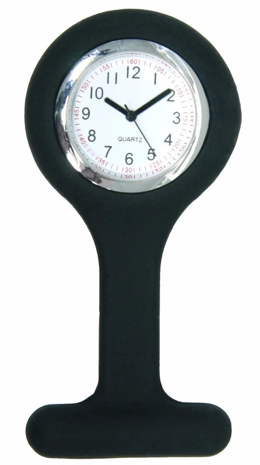 Silicon Nurse Watch Tunic Quartz Fob Pocket Brooch Washable +FREE 2 BATTERIES UK